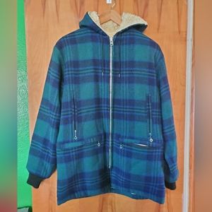 Saks Fifth Avenue vintage plaid wool coat